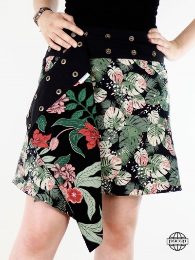 Reversible green skirt cuts right opening laterale