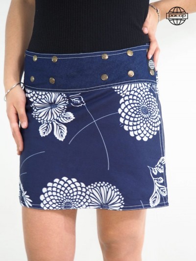 Short summer skirt Blue Japanese Print Cotton