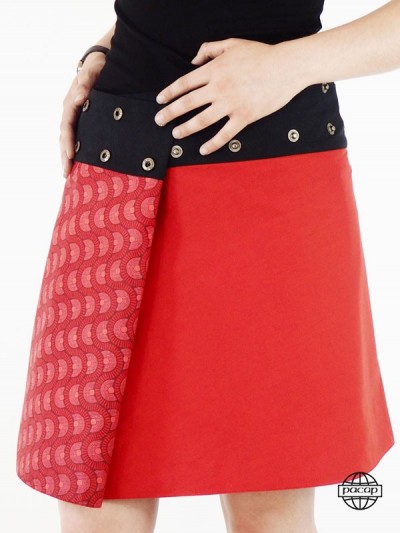jupe rouge réversible grande taille pour femme.