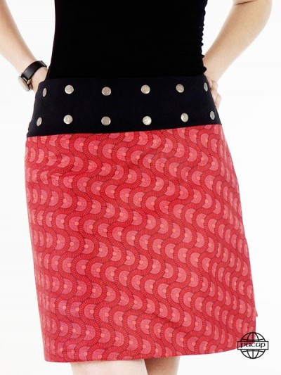 Jupe grande taille rouge pour été collection jupe portefeuille boutonnée 2021