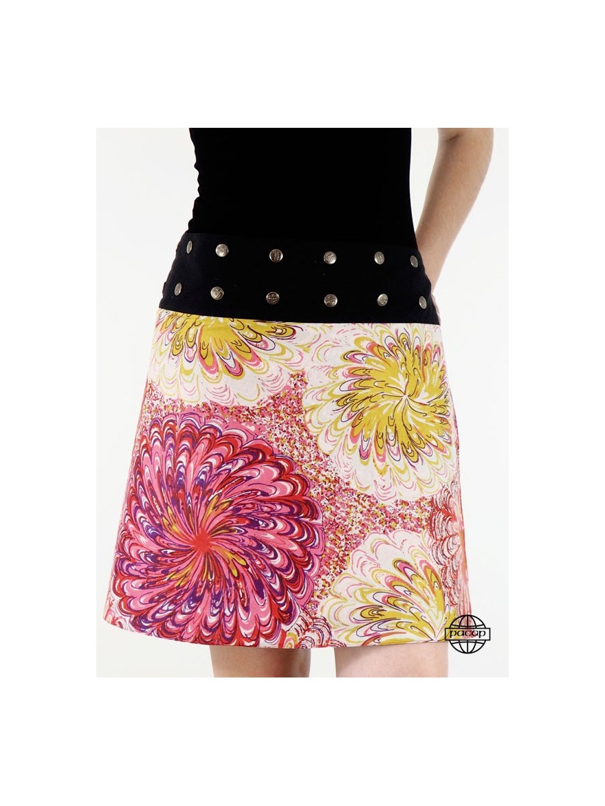 jupe été portefeuille imprimé originale et fantaisie multicolore pour femme ronde taille unique réglable
