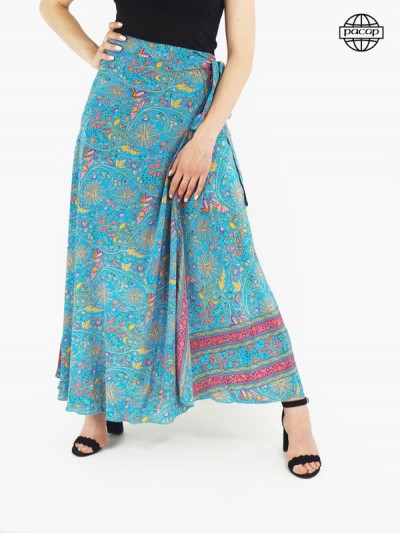 Long skirt, silk skirt, skirt summer, skirt woman, flower skirt, skirt with flying skirt, skirt to be formed, blue skirt