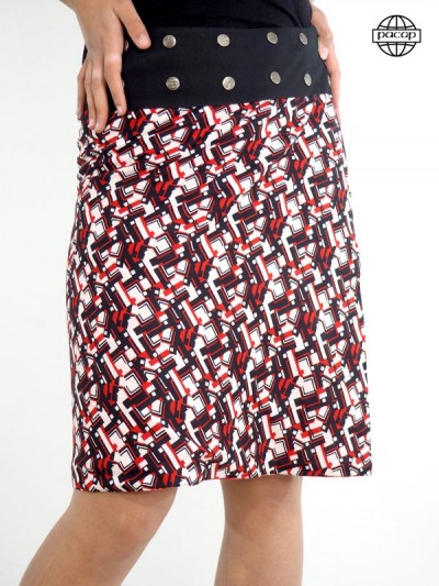 jupe longue réersible a imprimé rouge geométrique taille unique pour femme