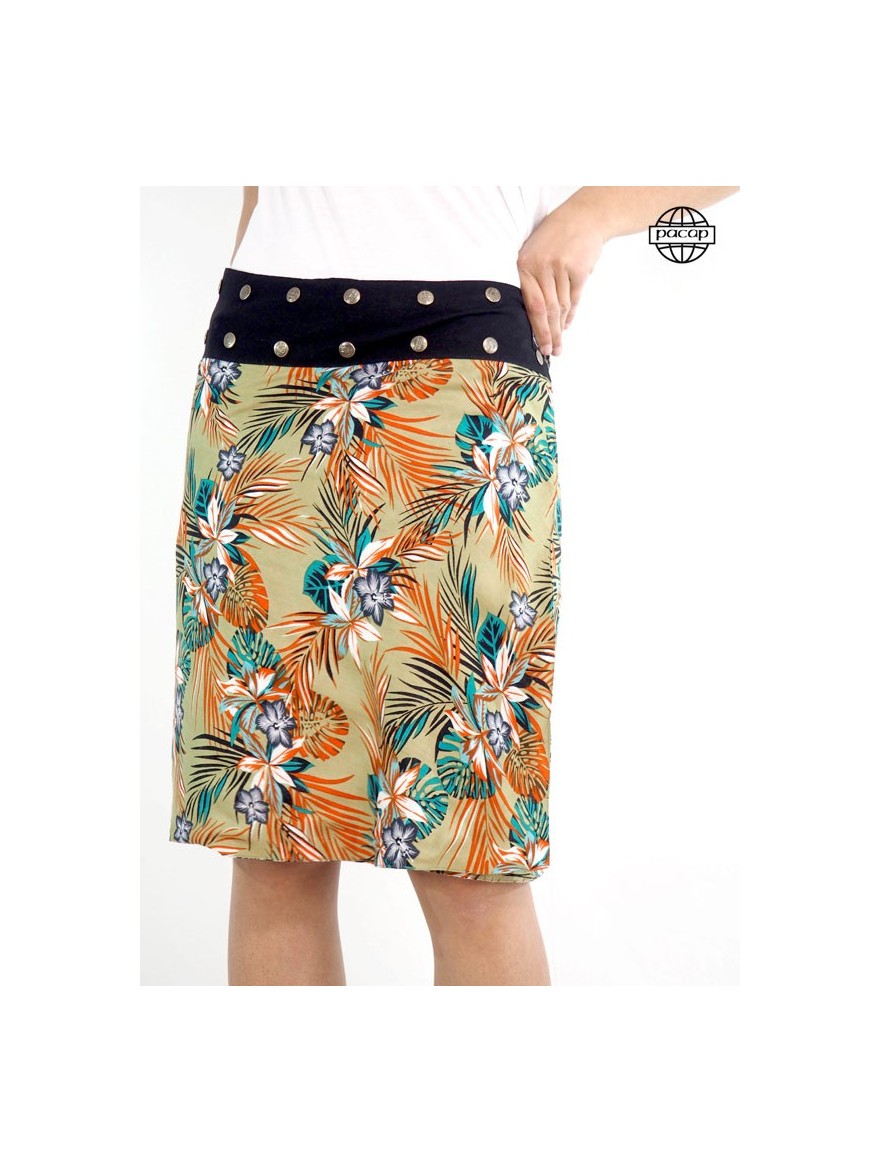 Reversible flowery skirt for woman collection summer pacap power flower