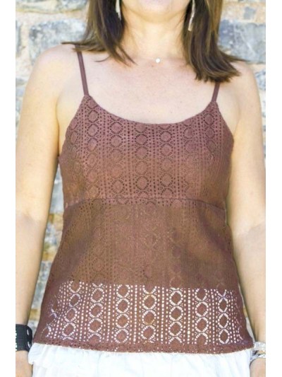 Top embroidered, top in lace, top woman, embroiderer embroidery, top woman, top fine straps.