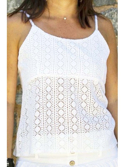 Top embroidered, top in lace, top woman, embroiderer embroidery, top woman, top fine straps.