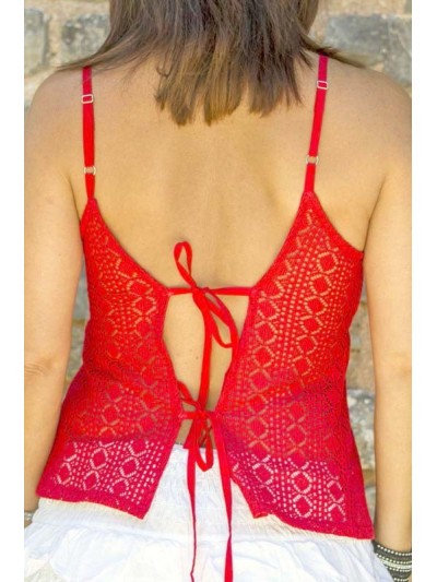 high red thin halter top