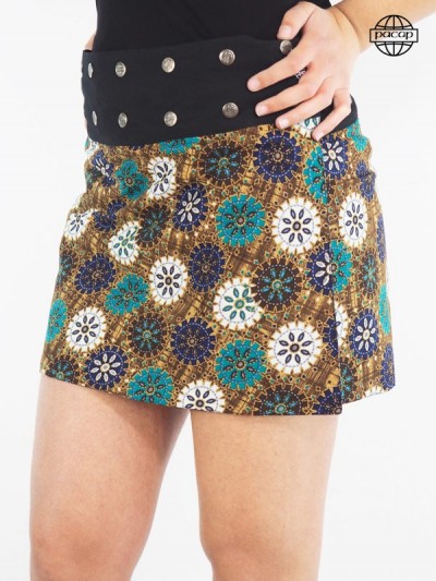 Summer skirt, blue skirt, short skirt, buttoned skirt, reversible skirt, female skirt, skirt wallets