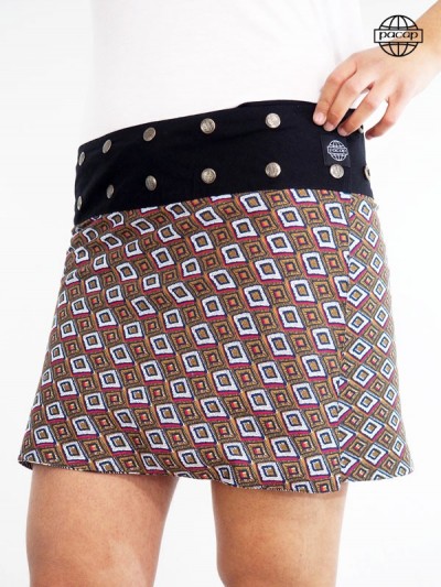 Short skirt, female skirt, ethnic skirt, caramel skirt, black skirt, white skirt, pressure button skirt, right skirt