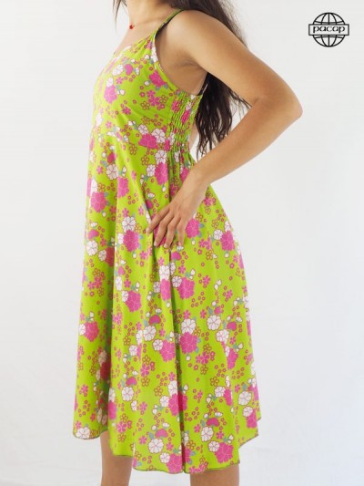 Robe courte verte, robe à imprimé floral, robe été, robe à fleurs, robe rose, robe mini, robe évasée, robe de jour, robe légère