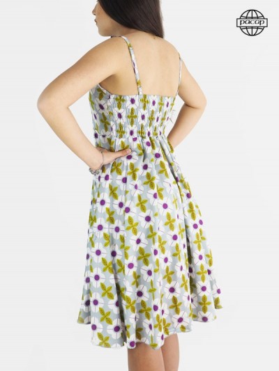 flared dress, women's dress, summer dress, floral dress, dress with thin straps, mid-length dress
