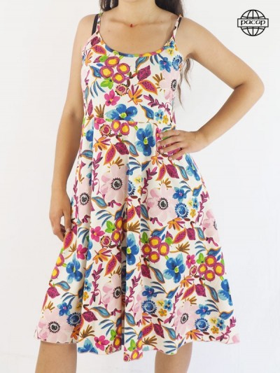 Mid-length dress, floral dress, multicolor dress, thin strapless dress, colorful dress, summer dress