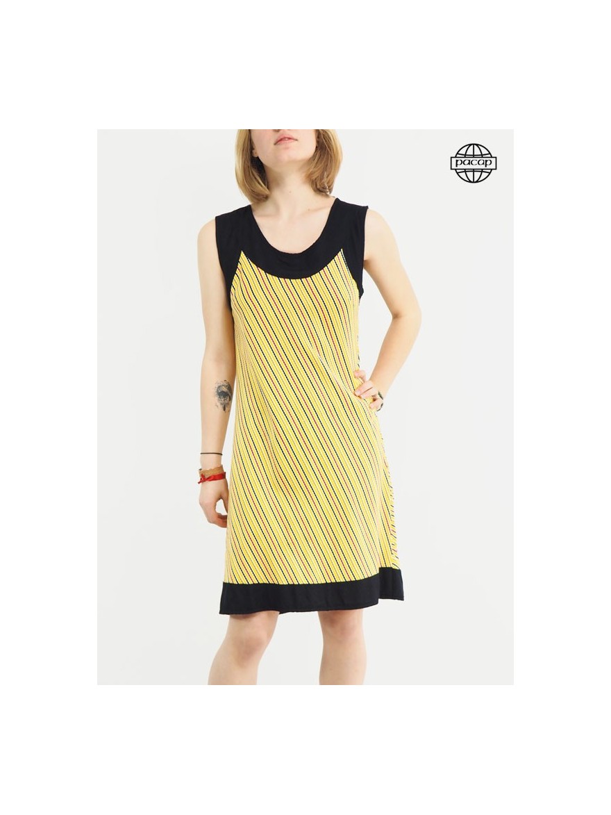 robe Junarose femme viscose taille 50 noir et imprime bleu