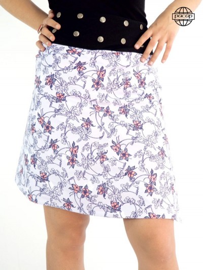 White skirt with long floral pattern