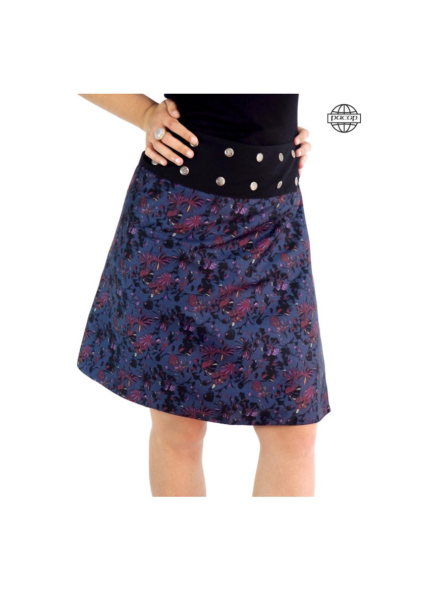 Skirt long female pastel, flower, foliage, adjustable large black belt