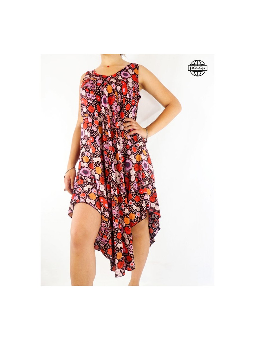 Multicolored summer dress, flowing dress, floral print dress, off-shoulder dress, adjustable dress, wide strap dress