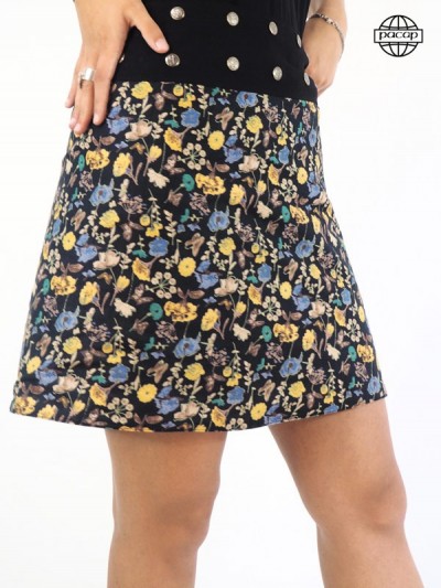 Wholesaler Reversible Midi Skirt with Fancy and Flowery Print