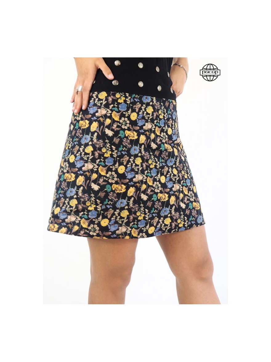 Wholesaler Reversible Midi Skirt with Fancy and Flowery Print