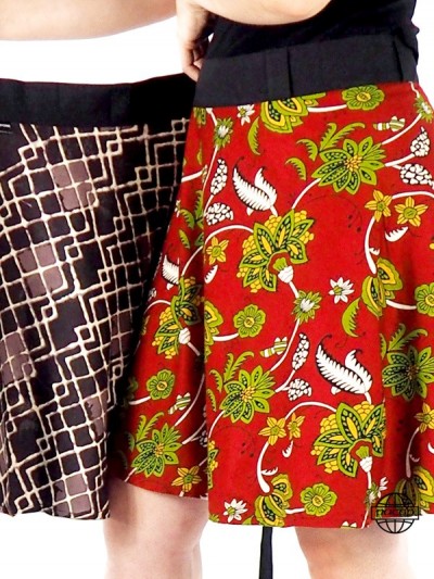 jupe genou, jupe 2 en 1, jupe imprimé géométrique et végétale, jupe portefeuille plissée
