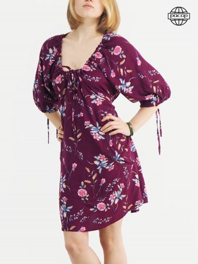 Robe Fleurie Taille Unique à Poches - Manches et Col Réglables - AYA