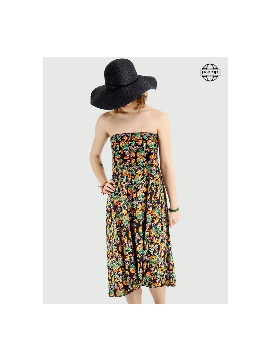 strapless dress for women with floral print