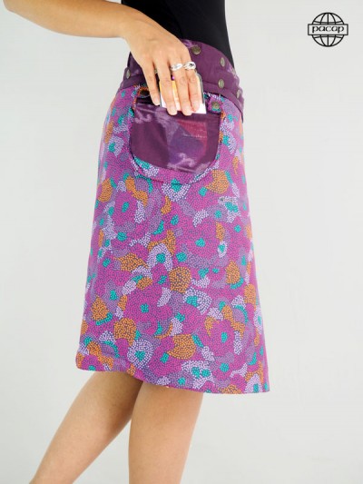 Purple Skirt Medium Polka Dot Pattern Waistband Zipper 100 Cotton