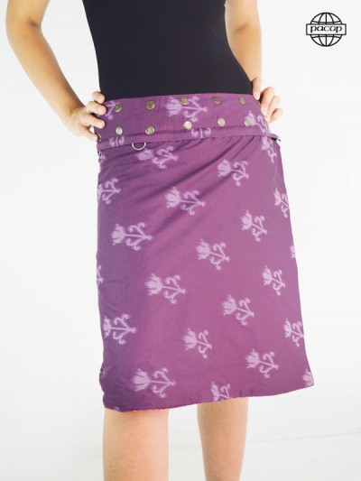 Purple Skirt Medium Polka Dot Pattern Belt Zipper 100 oton French Brand