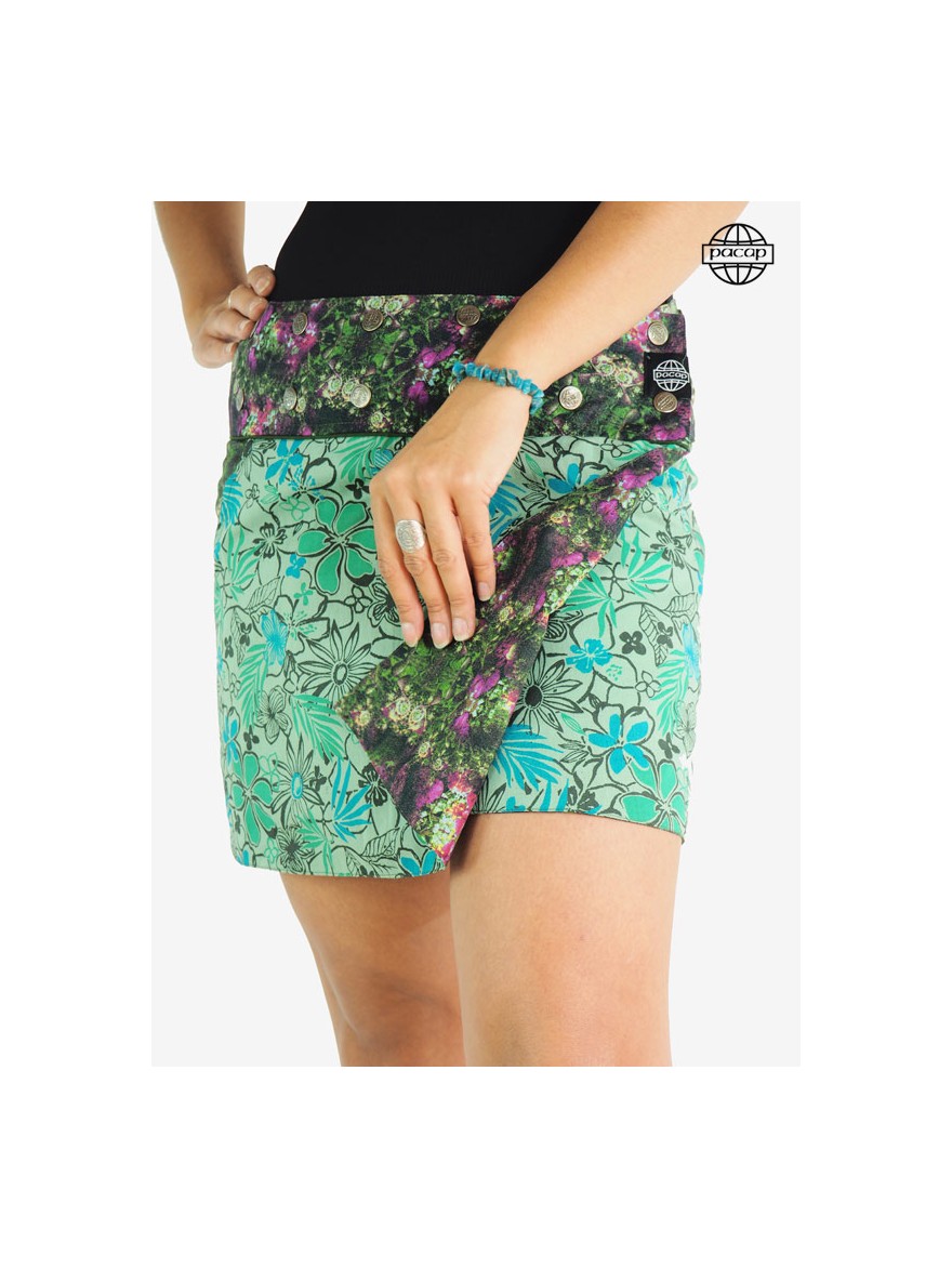 Green Flowered Sculpting Skirt Adjustable Size French Brand 100 oton