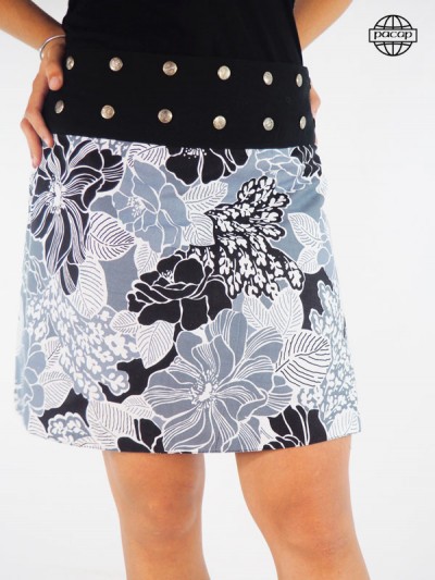 Female skirt cup trapezoid printed flowers blouria in cotton