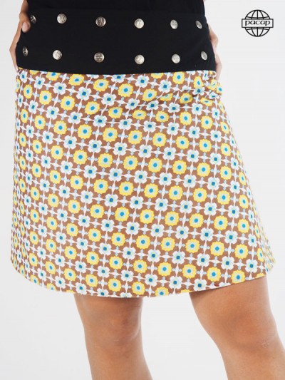 Brown skirt for woman waist button
