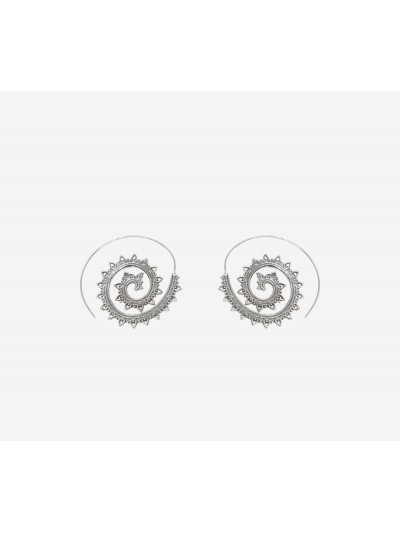 Artisanal Silver Spiral Tribal Earrings, women's earrings.