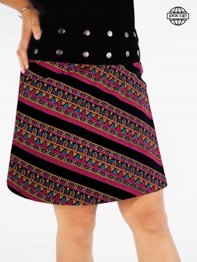 Red ethnic skirt for woman printed Aztec print size adjustable size right cut
