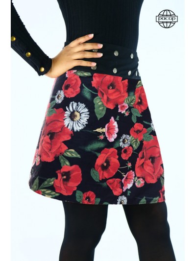 jupe noire grande taille imprimé fleurs