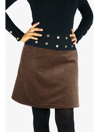 Large brown velvet skirt reversible