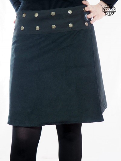 Dark black skirt Velvet Milleraies for an adjustable round woman from 44 to 56