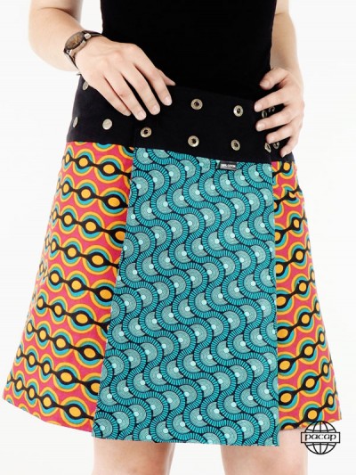 reversible wrap skirt with buttoned belt for women