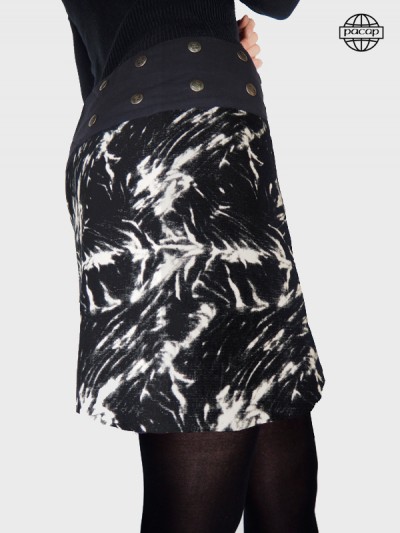 White smoke black velvet skirt with adjustable belt
