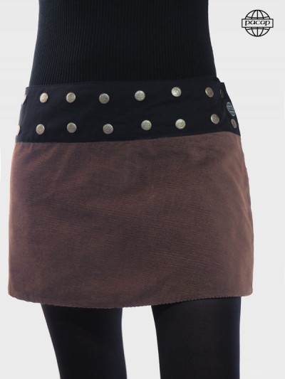 short brown velvet skirt