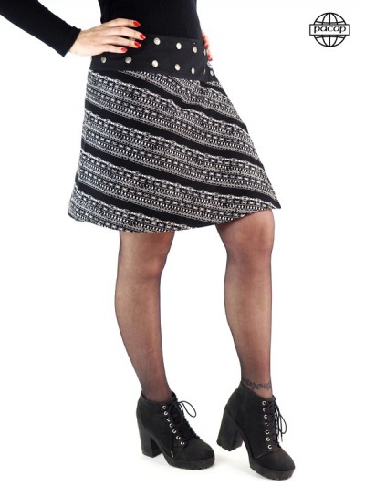 black striped flared skirt