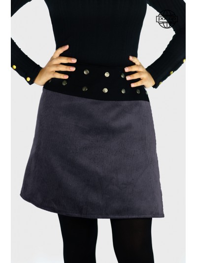 grey corduroy skirt adjustable waistband