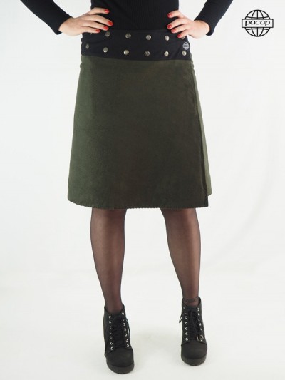 Skirt Long live olive-green Velvet