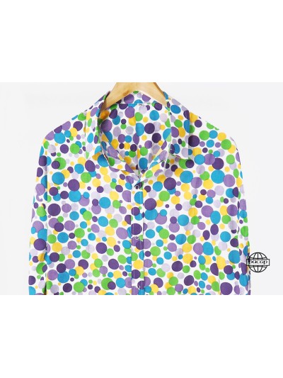 multicolored polka-dot long-sleeve shirt