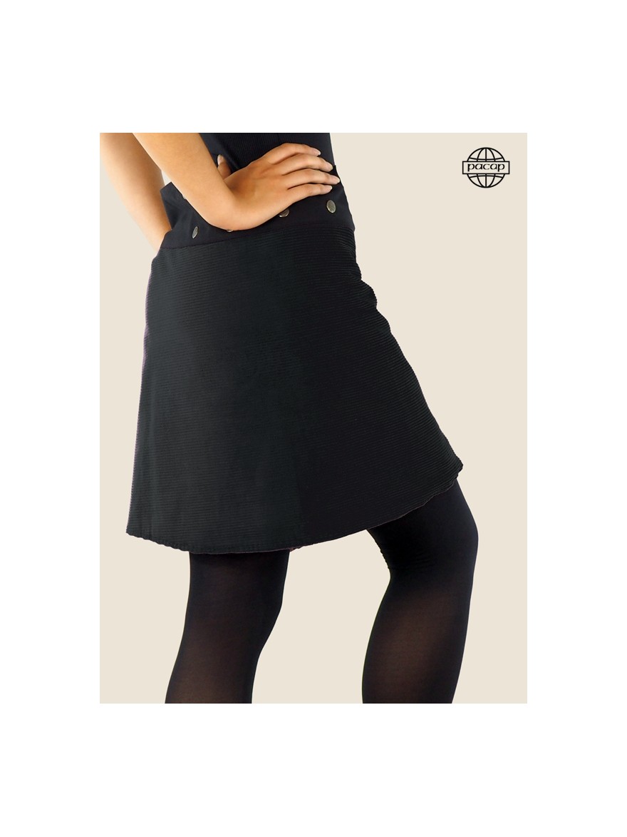 women's black ribbed skirt