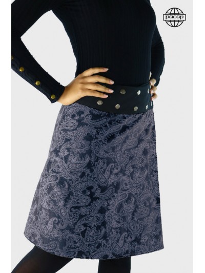 Velvet blue cashmere skirt