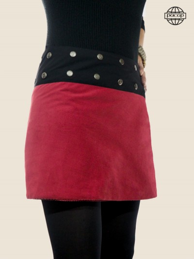 Velvet red mini skirt
