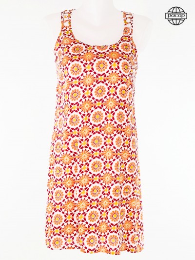 robe courte imprimé orange bretelles ajourée
