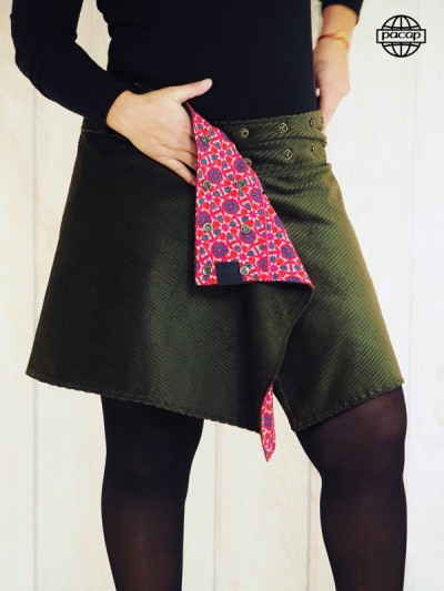 Velvet brown wallet skirt