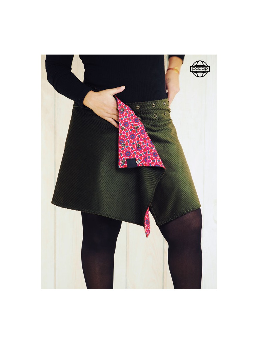 women's adjustable brown velvet wrap skirt