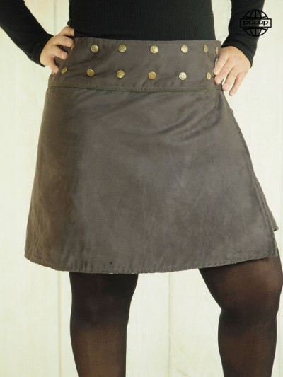 reversible brown skirt 2 in 1 women's quality