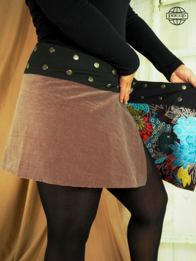 Brown wrap skirt with wide belt